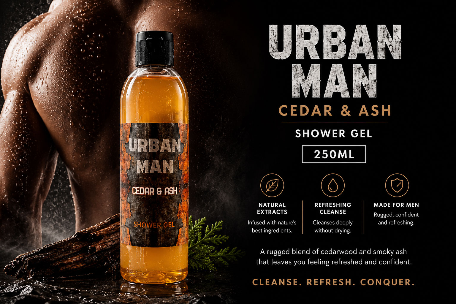 URBAN MAN SHOWER GEL 200ML (Hipster) - Image 3
