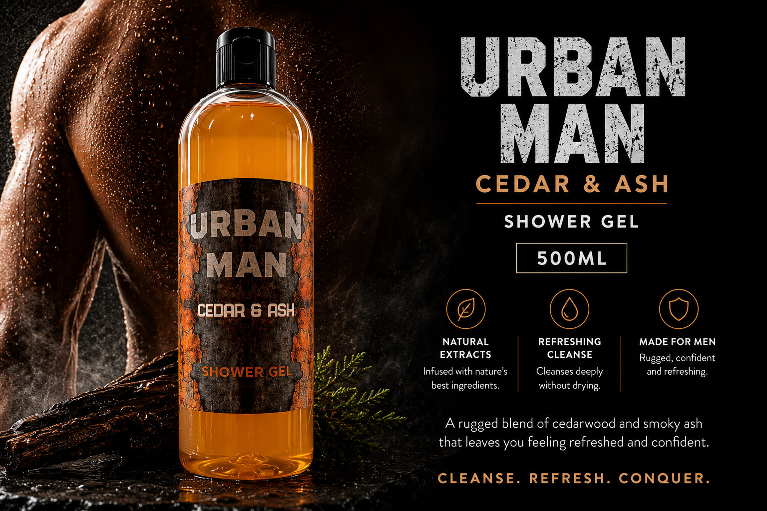 URBAN MAN SHOWER GEL 200ML (Hipster) - Image 4